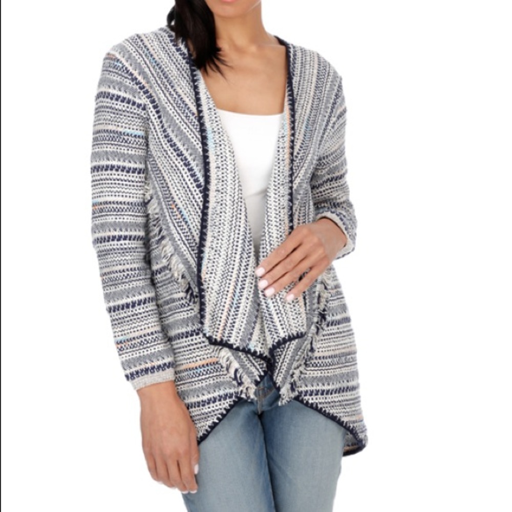 Lucky Brand Pottery boho fringed cardigan sz S